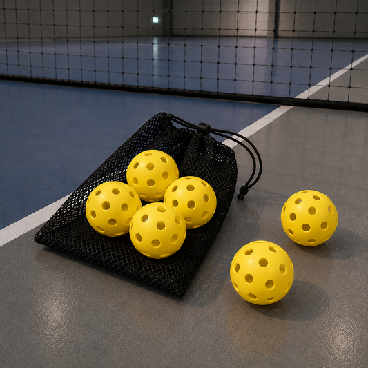 Balles de pickleball réglementaires pour l'intérieur couleur jaune à 26 perforations vendues en pack de 6.
