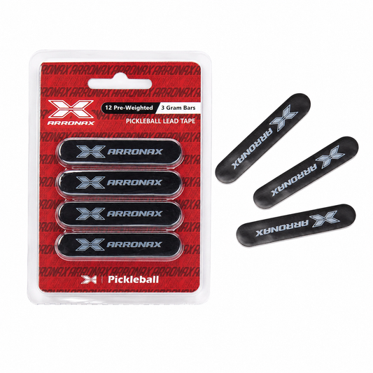Pack de 12 bandes lestées adhésives pré-pesées de 3 grammes Arronax pour augmenter le poids des raquettes de pickleball.