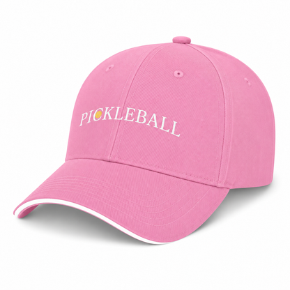 Casquette de pickleball rose pour femme avec logo imprimé blanc