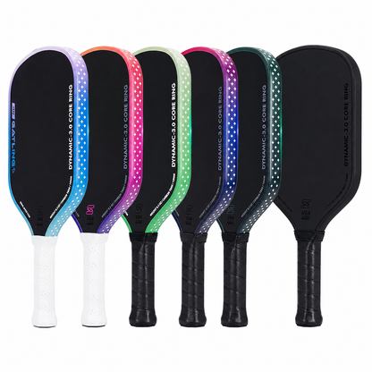Gamme complète des raquettes Gen5 T800 déclinées en plusieurs couleurs pastel et noir intense, alignées sur fond blanc.
