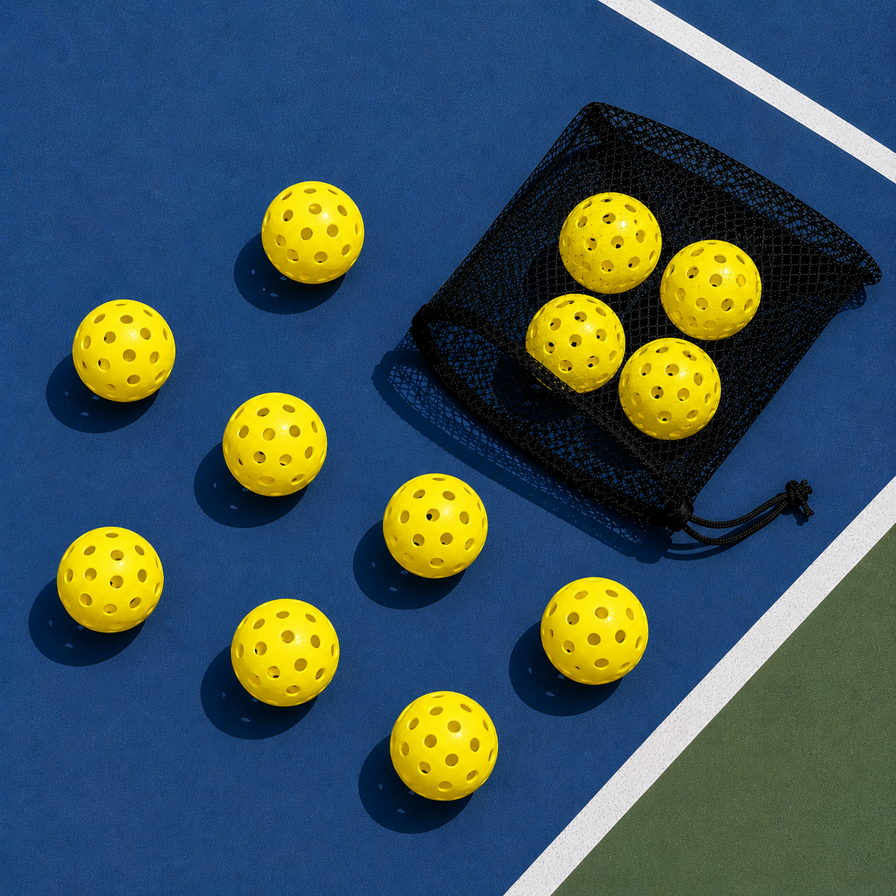 Balles de pickleball jaunes réglementaires pour la compétition en extérieur, lot de 12 pièces.