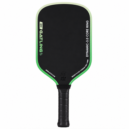 Raquette de compétition homologuée USA Pickleball Gen5 T800 couleur vert lime fluorescent.