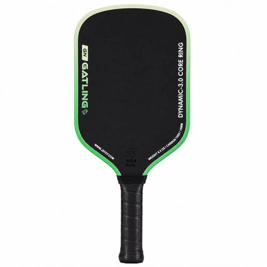Raquette de compétition homologuée USA Pickleball Gen5 T800 couleur vert lime fluorescent.