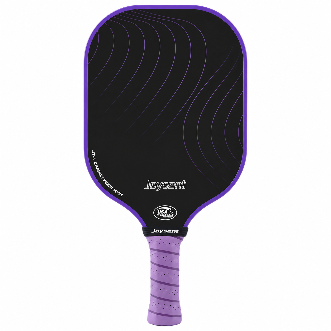 Modèle Joysent JT-1 en carbone 14mm avec grip et finitions violettes.