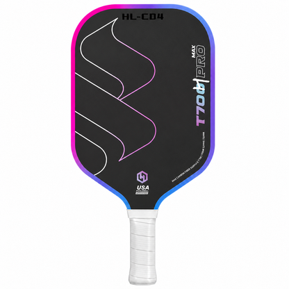 Vue de face de la raquette de compétition T700 Pro Max HL-CD4 approuvée par l'USA Pickleball.