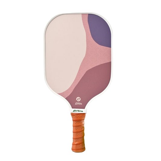 Raquette de pickleball élégante Smashline Blush avec aplats de couleurs rose et prune.