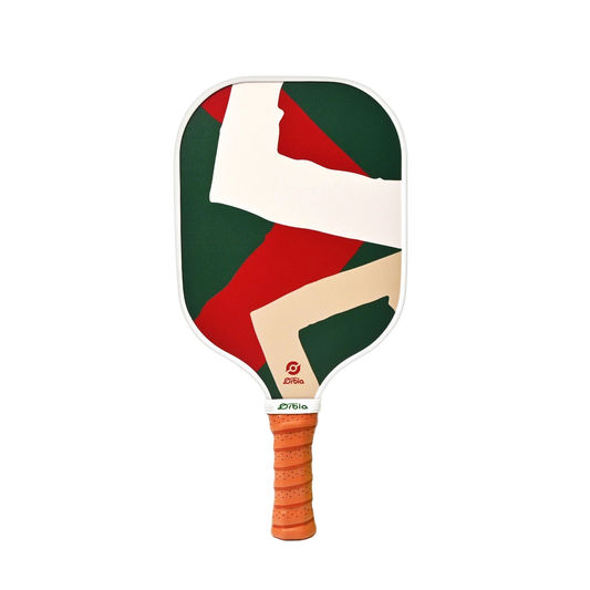 Raquette de pickleball Smashline Art Serie modèle Fold géométrique vert et rouge.