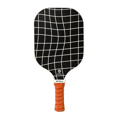 Raquette de pickleball Smashline Art Serie modèle Grid noire avec grille blanche déformée.