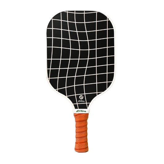 Raquette de pickleball Smashline Art Serie modèle Grid noire avec grille blanche déformée.