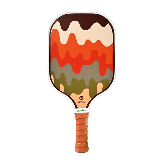 Raquette de pickleball Smashline Art Serie modèle Melt aux textures coulantes marron et vert.