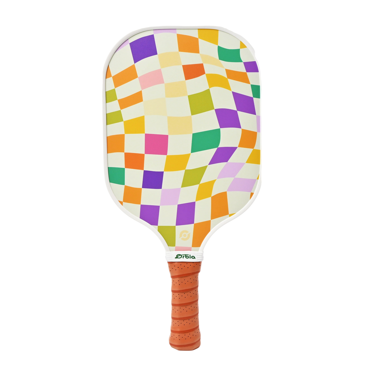 Raquette de pickleball Smashline Art Serie modèle Mosaic avec damier pastel ondulé.